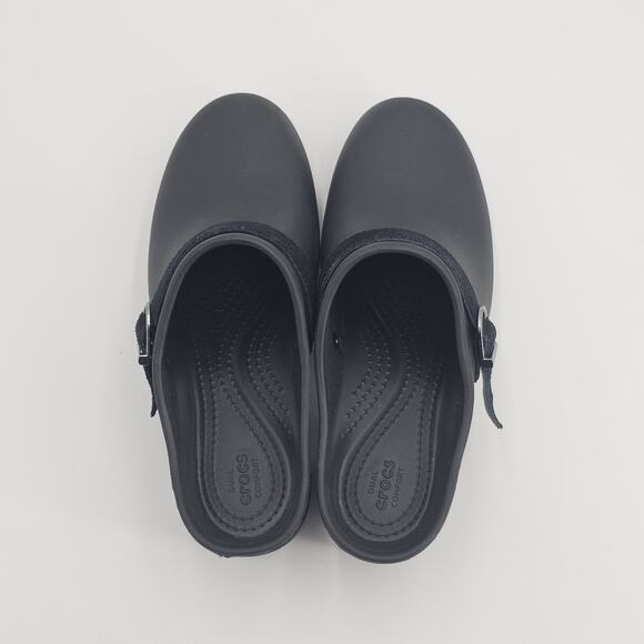 Crocs Black 'Sarah' High Heel Mule Clogs Slip On Shoes - Size 7 - Picture 6 of 12